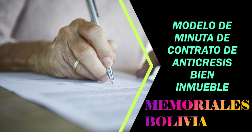 Modelo de Minuta de Contrato de Anticresis BIEN INMUEBLE